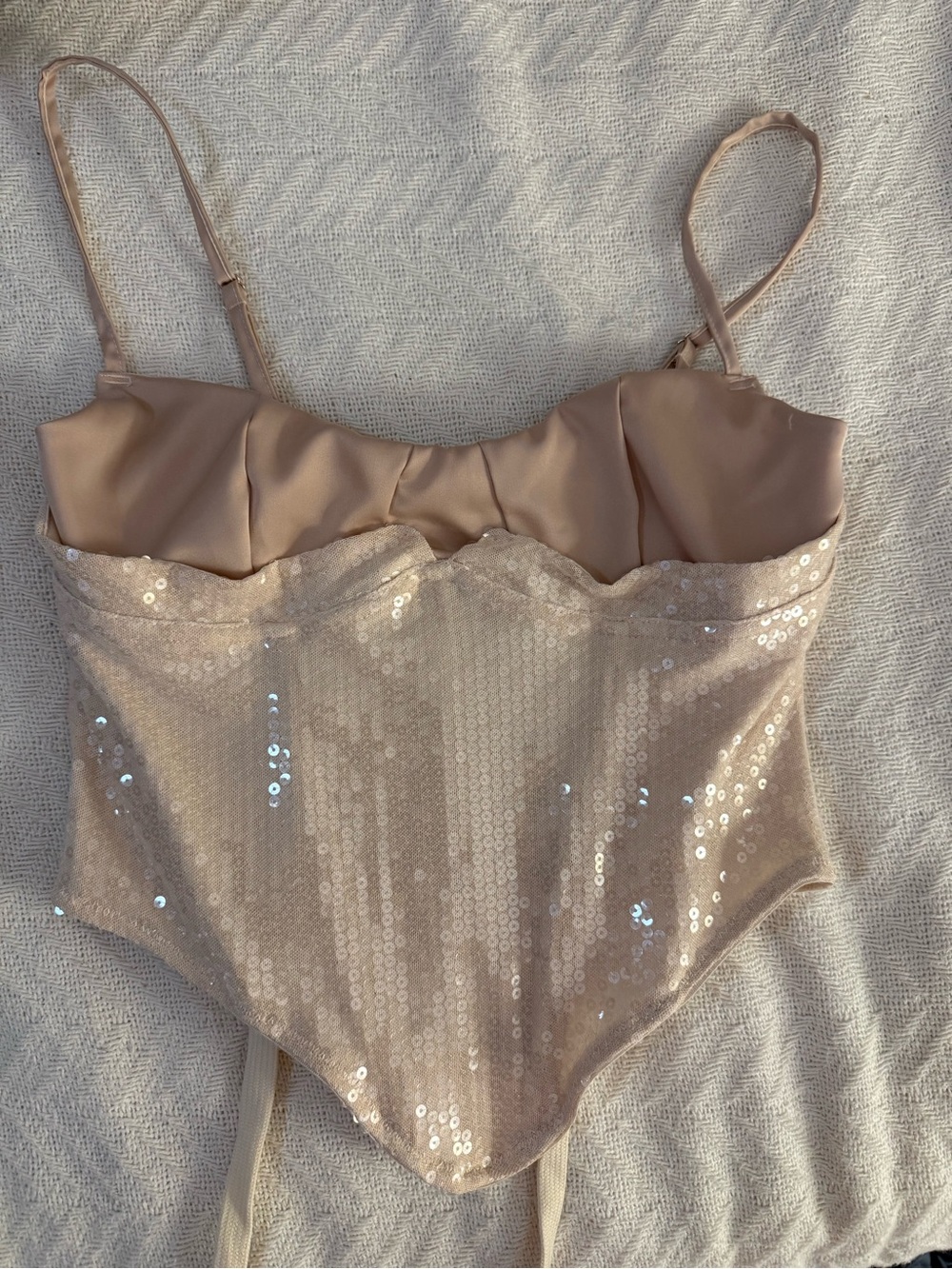 Sequin Bustier corset top in Nude